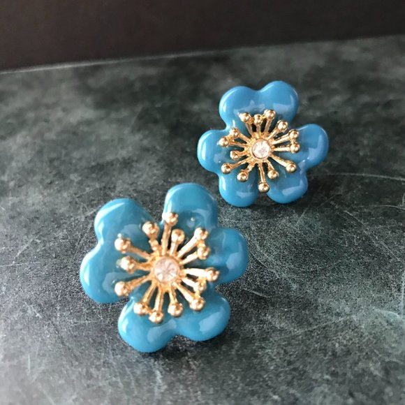 Blue Floral Earrings NOS - New, Never Worn - Picture 3 of 3